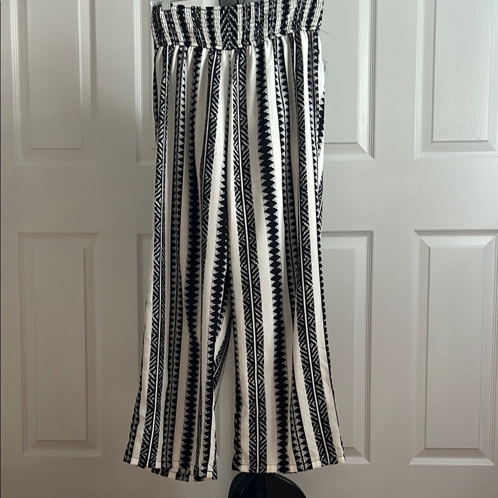 Black and White Striped Women's Pants